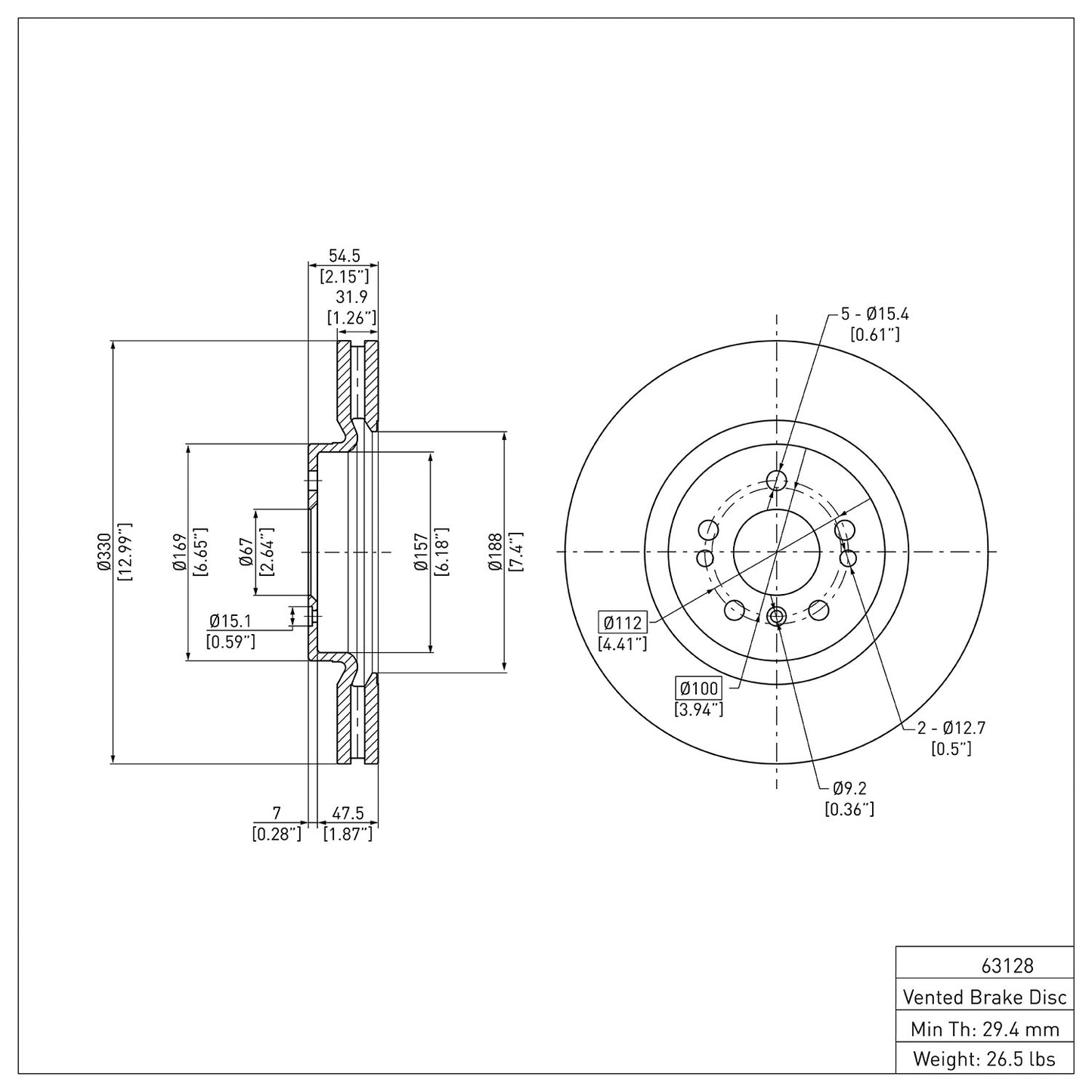 Dynamic Friction Company Disc Brake Rotor 600-63128