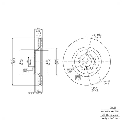 Dynamic Friction Company Disc Brake Rotor 600-63128