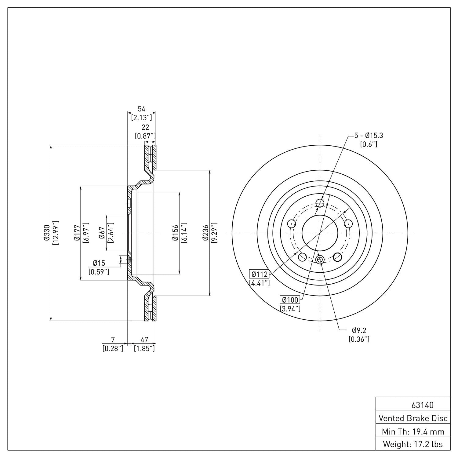 Dynamic Friction Company Disc Brake Rotor 600-63140