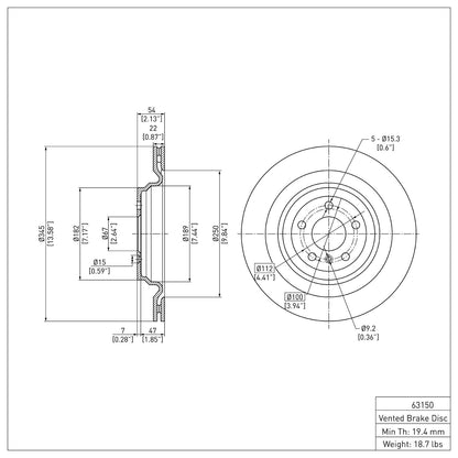 Dynamic Friction Company Disc Brake Rotor 600-63150