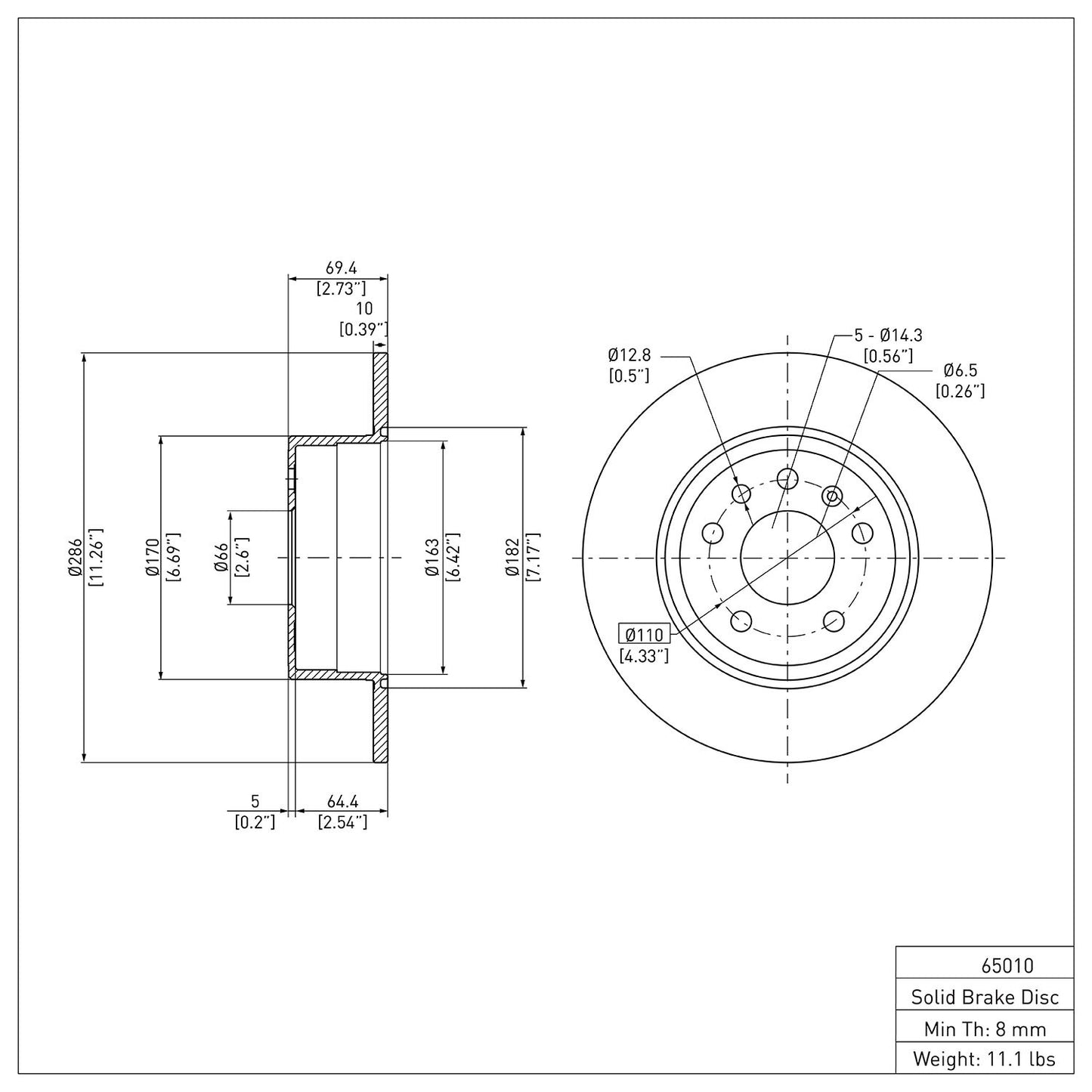 Dynamic Friction Company Disc Brake Rotor 600-65010