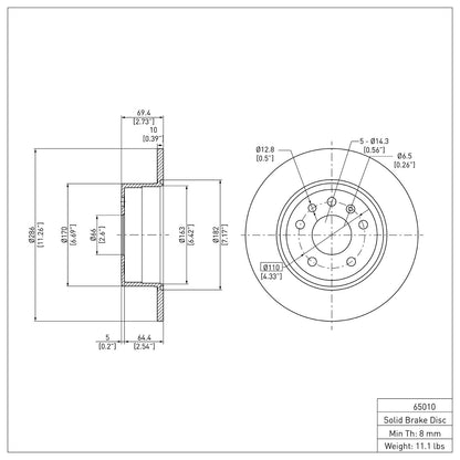 Dynamic Friction Company Disc Brake Rotor 600-65010