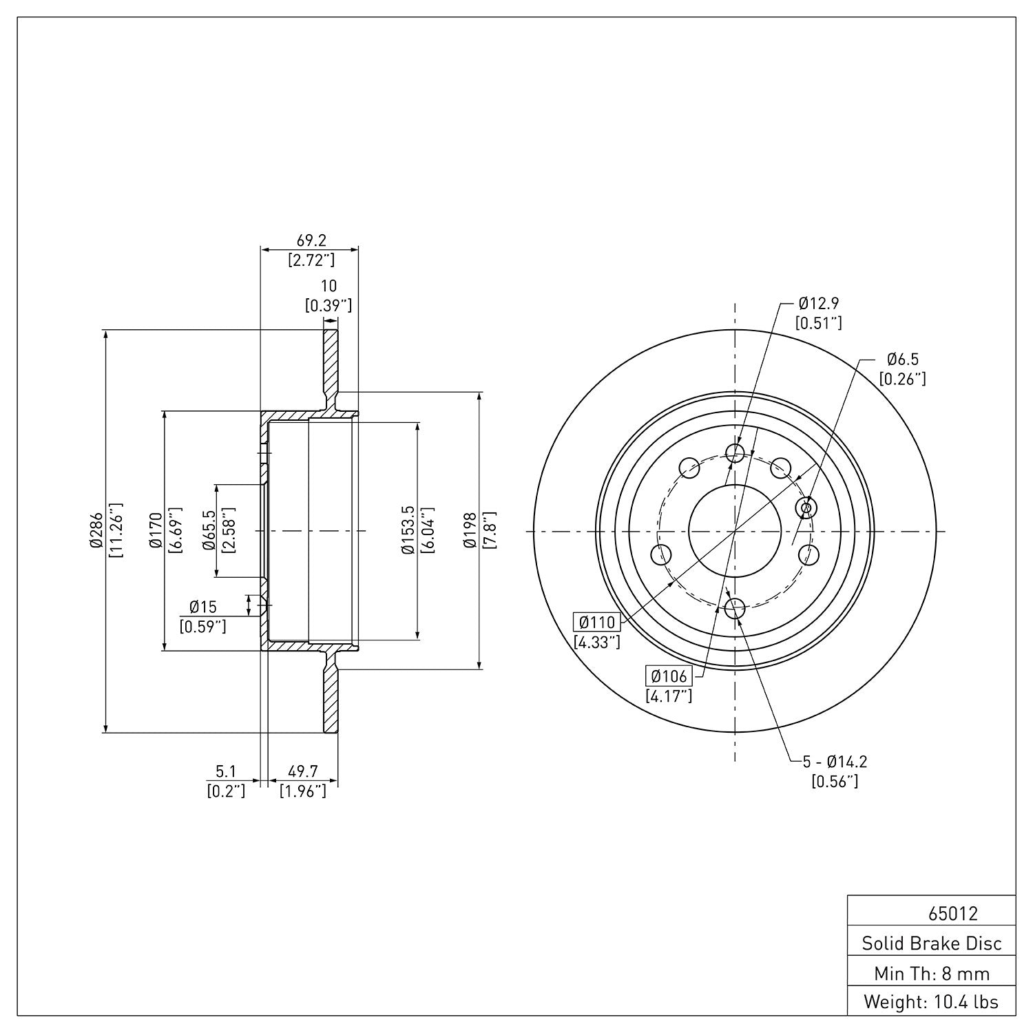 Dynamic Friction Company Disc Brake Rotor 600-65012