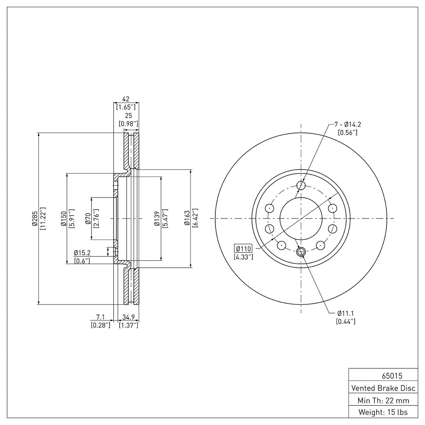 Dynamic Friction Company Disc Brake Rotor 600-65015