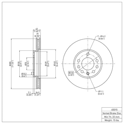 Dynamic Friction Company Disc Brake Rotor 600-65015