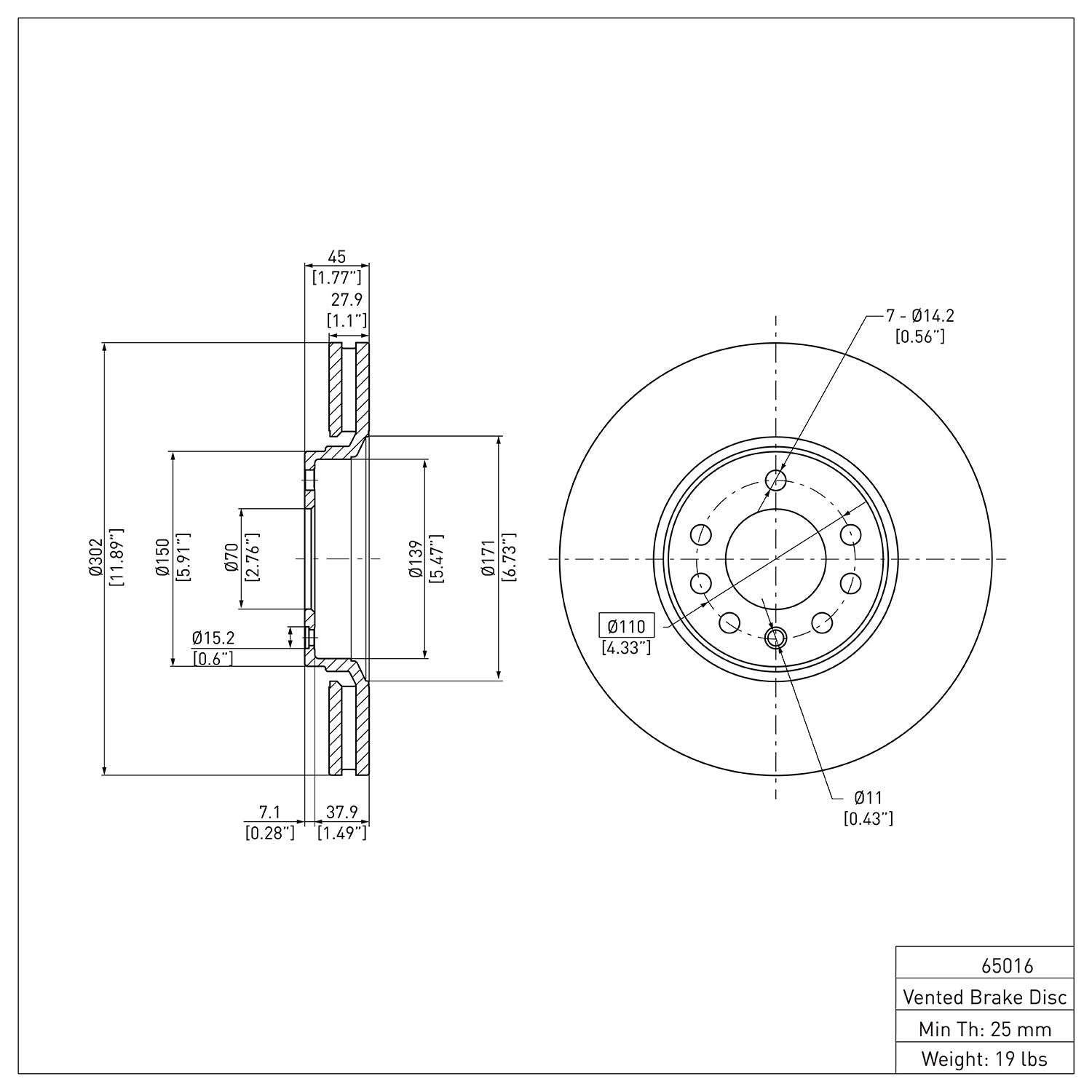 Dynamic Friction Company Disc Brake Rotor 600-65016