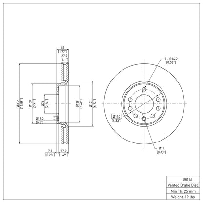Dynamic Friction Company Disc Brake Rotor 600-65016