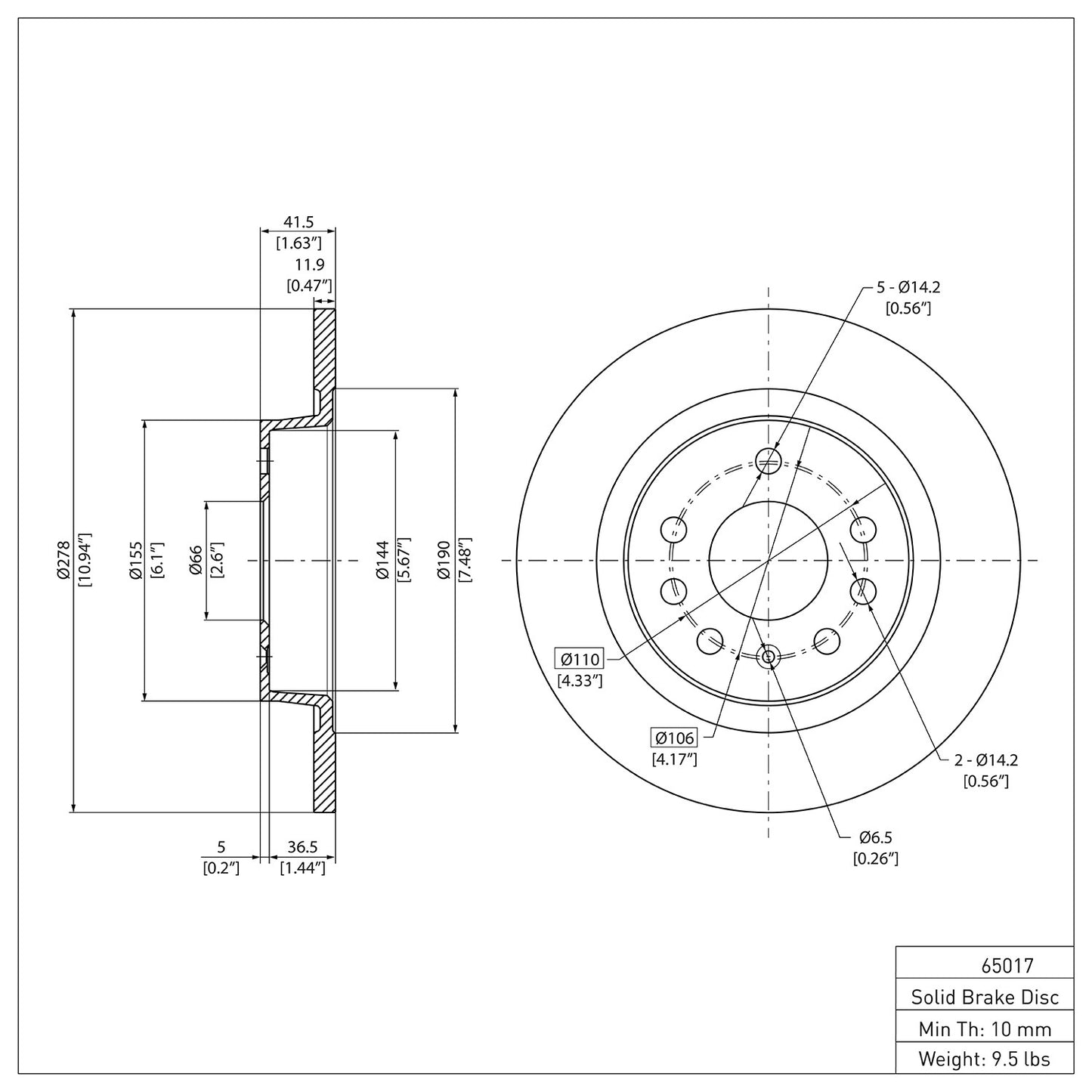 Dynamic Friction Company Disc Brake Rotor 600-65017