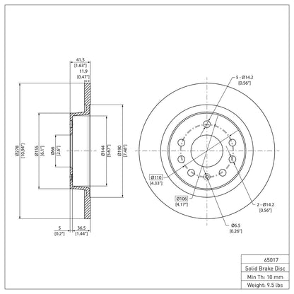 Dynamic Friction Company Disc Brake Rotor 600-65017
