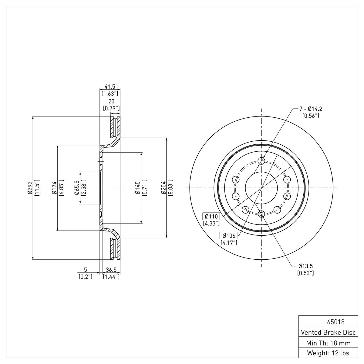 Dynamic Friction Company Disc Brake Rotor 600-65018
