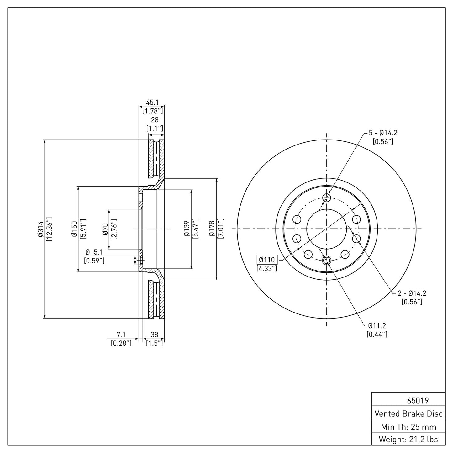 Dynamic Friction Company Disc Brake Rotor 600-65019