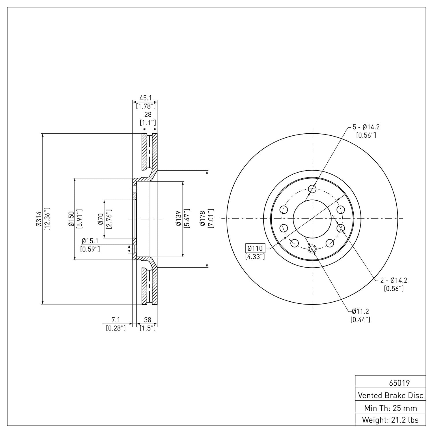 Dynamic Friction Company Disc Brake Rotor 600-65019