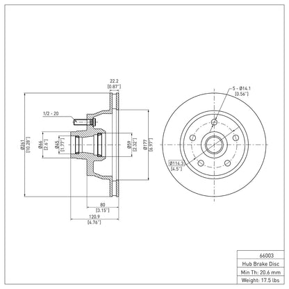 Dynamic Friction Company Disc Brake Rotor 600-66003