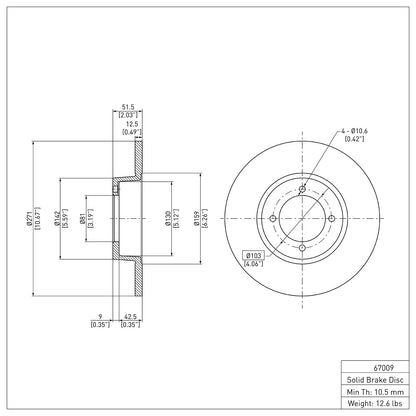 Dynamic Friction Company Disc Brake Rotor 600-67009