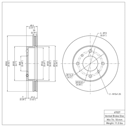 Dynamic Friction Company Disc Brake Rotor 600-67027