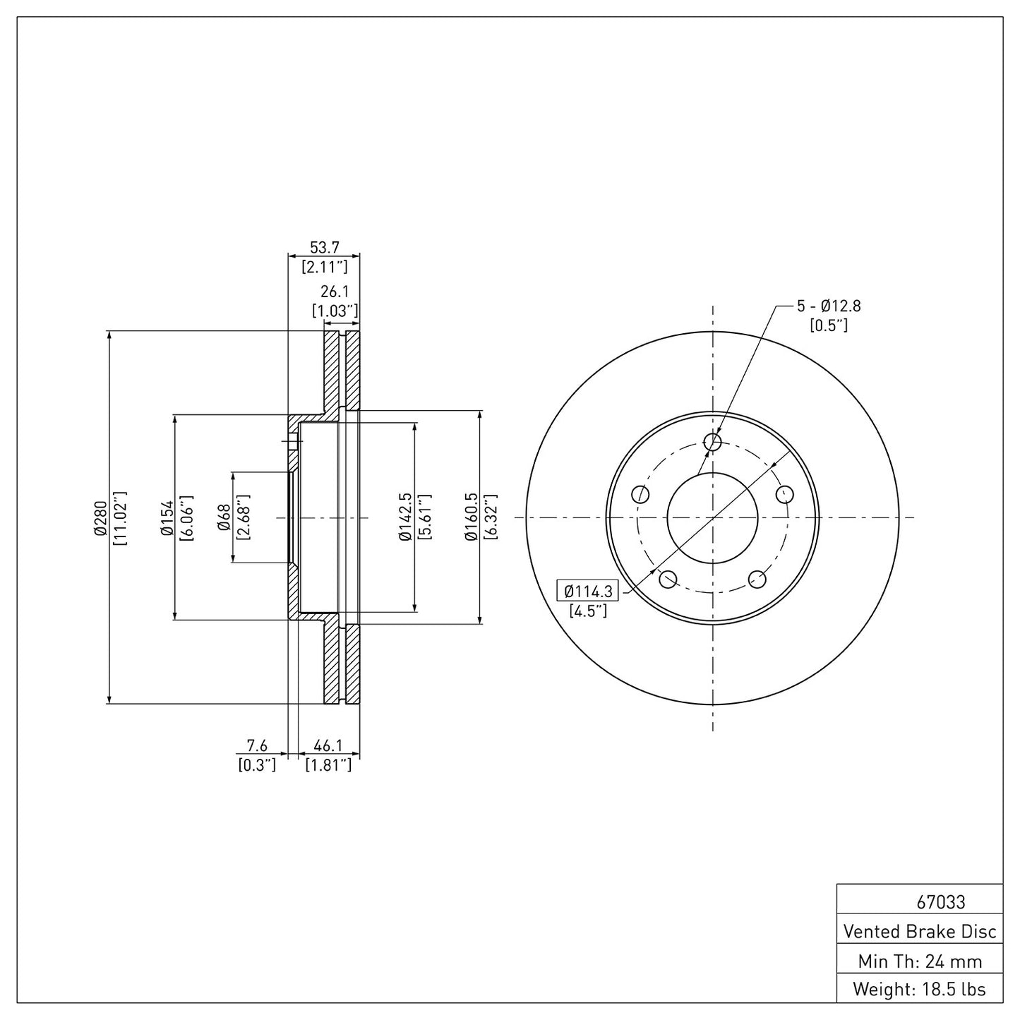 Dynamic Friction Company Disc Brake Rotor 600-67033