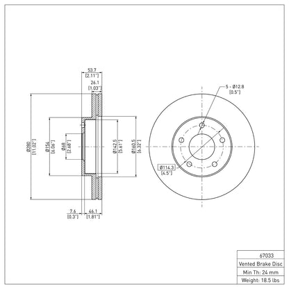 Dynamic Friction Company Disc Brake Rotor 600-67033