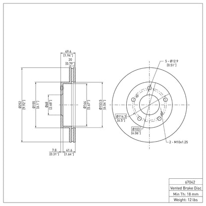 Dynamic Friction Company Disc Brake Rotor 600-67042