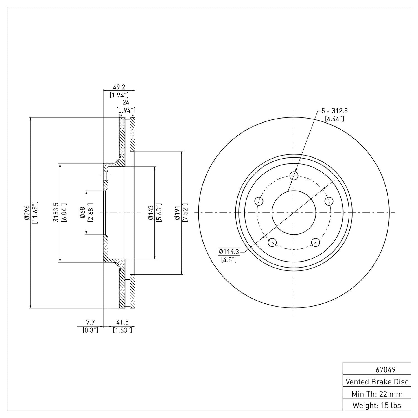 Dynamic Friction Company Disc Brake Rotor 600-67049