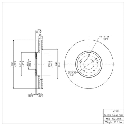 Dynamic Friction Company Disc Brake Rotor 600-67051