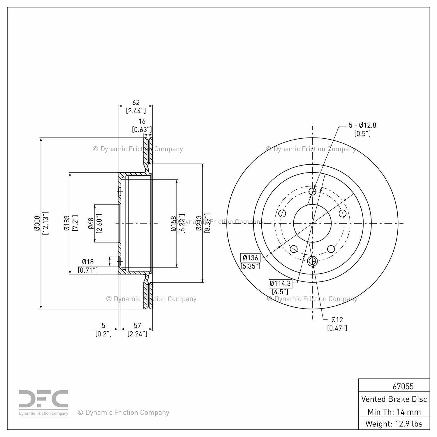 Dynamic Friction Company Disc Brake Rotor 600-67055