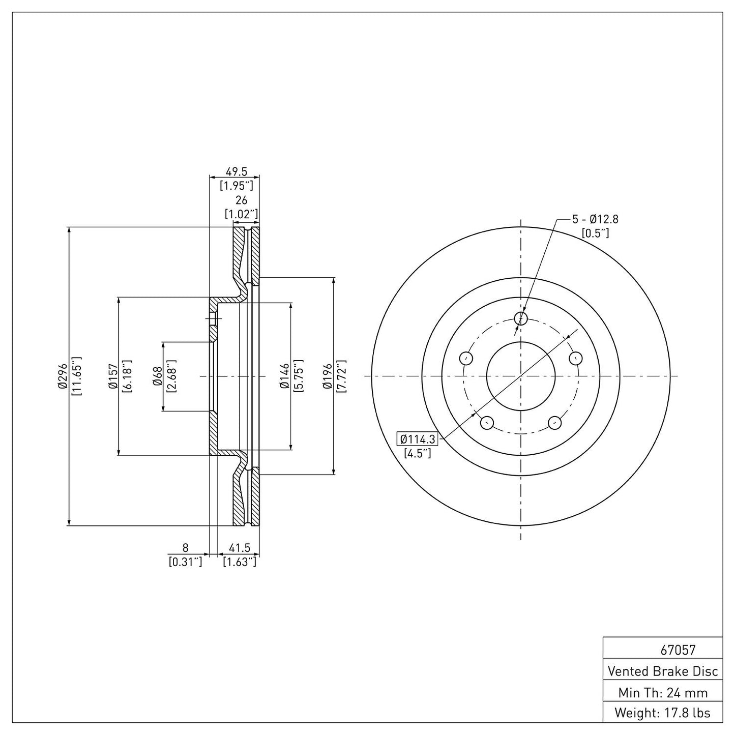 Dynamic Friction Company Disc Brake Rotor 600-67057