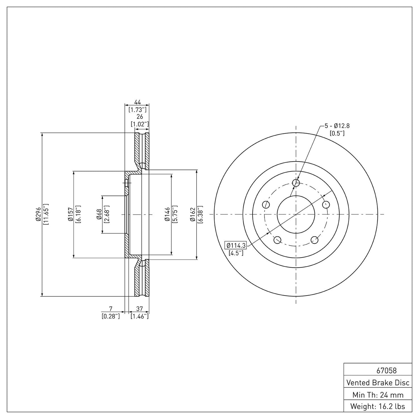 Dynamic Friction Company Disc Brake Rotor 600-67058