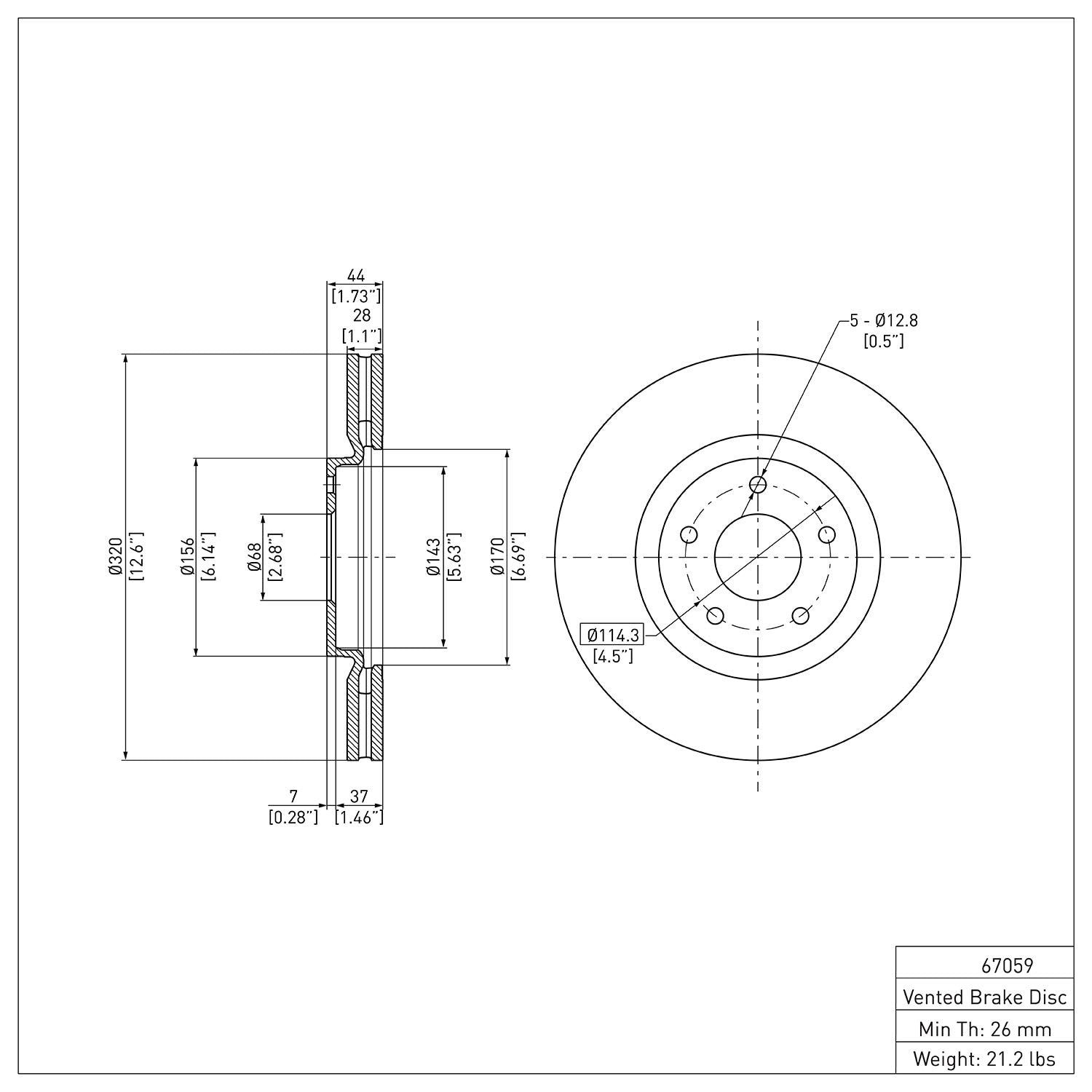 Dynamic Friction Company Disc Brake Rotor 600-67059