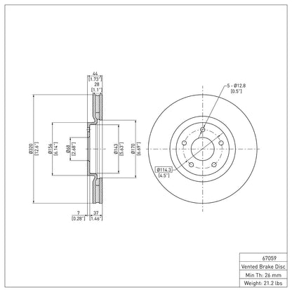 Dynamic Friction Company Disc Brake Rotor 600-67059