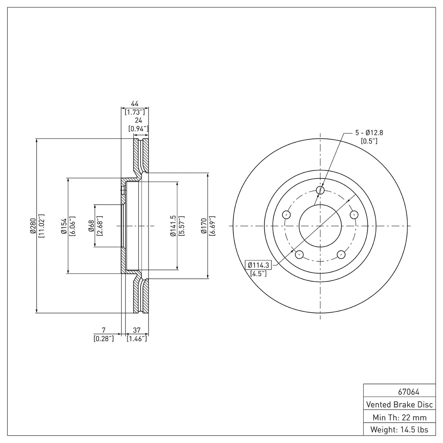 Dynamic Friction Company Disc Brake Rotor 600-67064
