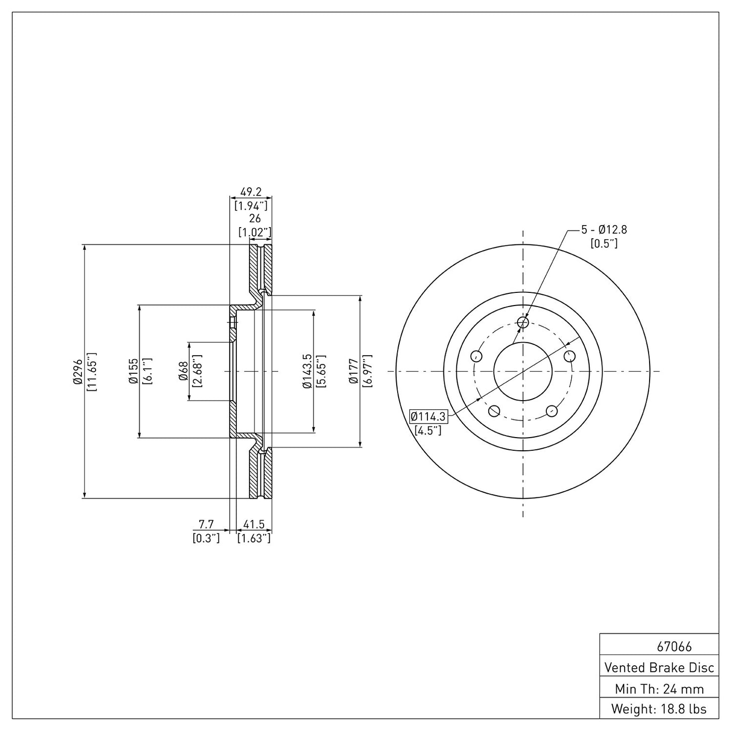 Dynamic Friction Company Disc Brake Rotor 600-67066