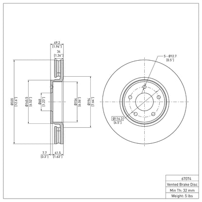 Dynamic Friction Company Disc Brake Rotor 600-67074