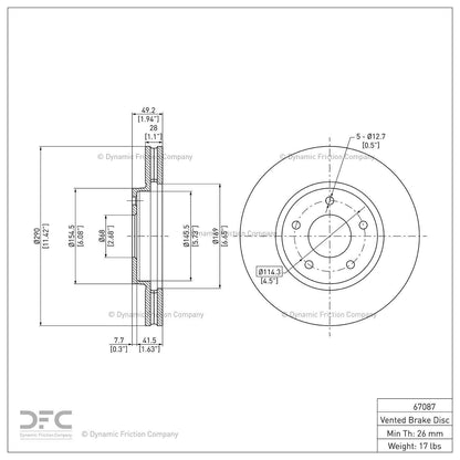 Dynamic Friction Company Disc Brake Rotor 600-67087