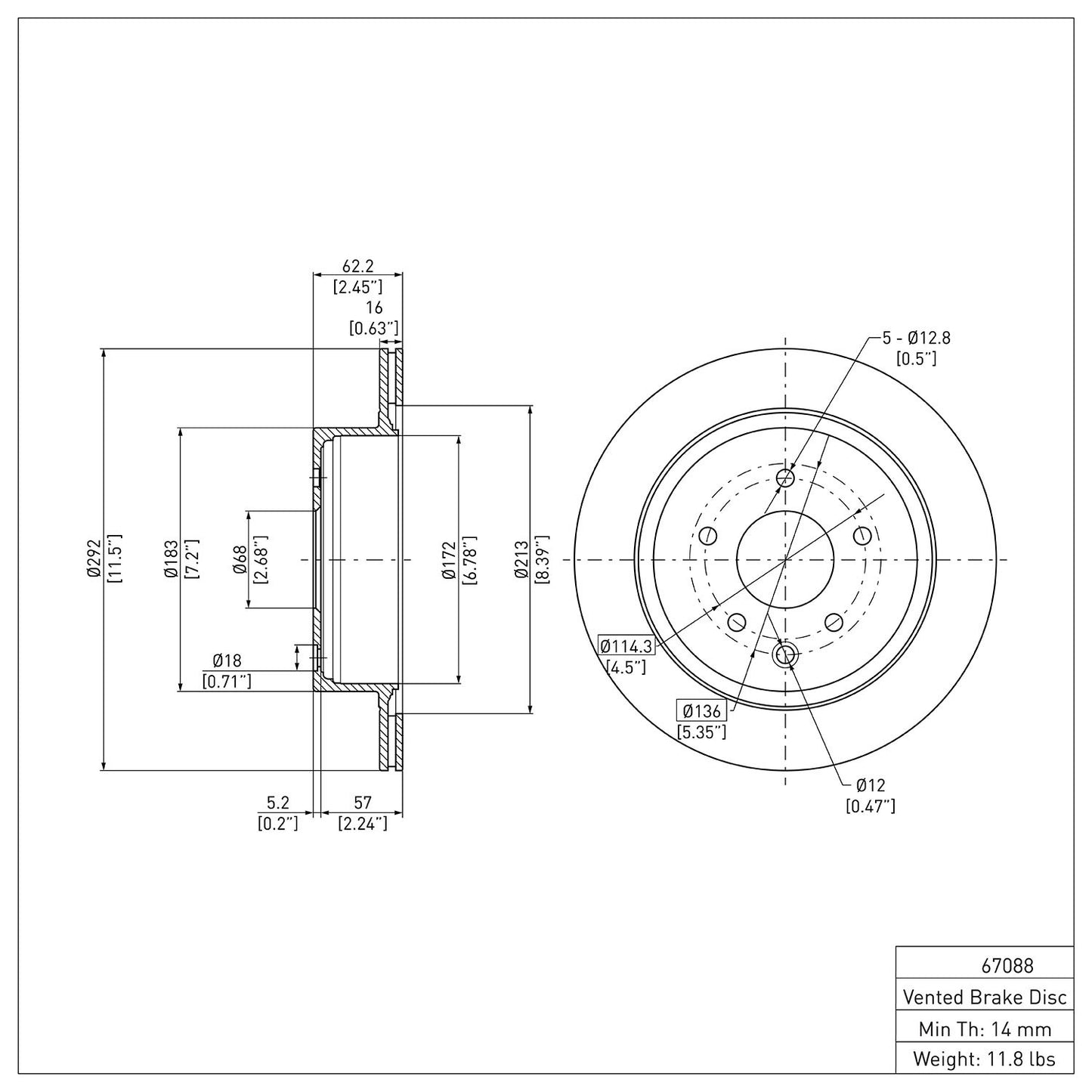 Dynamic Friction Company Disc Brake Rotor 600-67088
