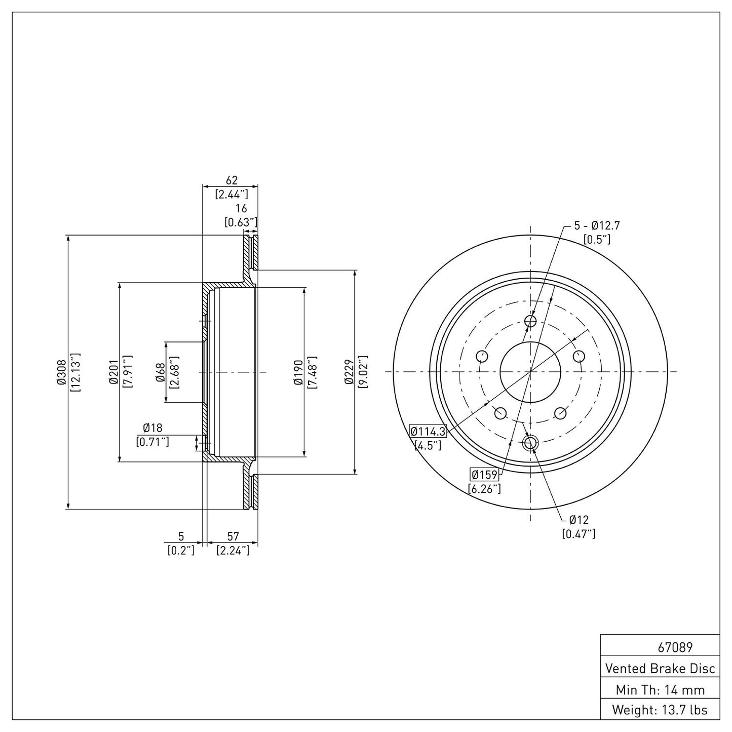 Dynamic Friction Company Disc Brake Rotor 600-67089