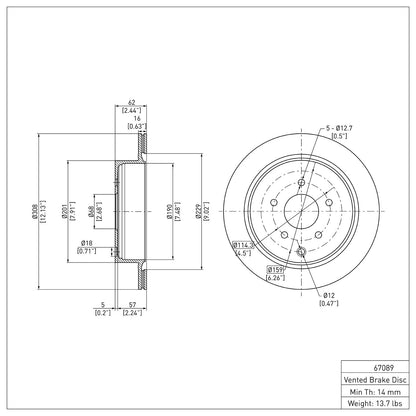 Dynamic Friction Company Disc Brake Rotor 600-67089