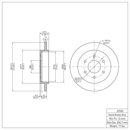 Dynamic Friction Company Disc Brake Rotor 600-67090