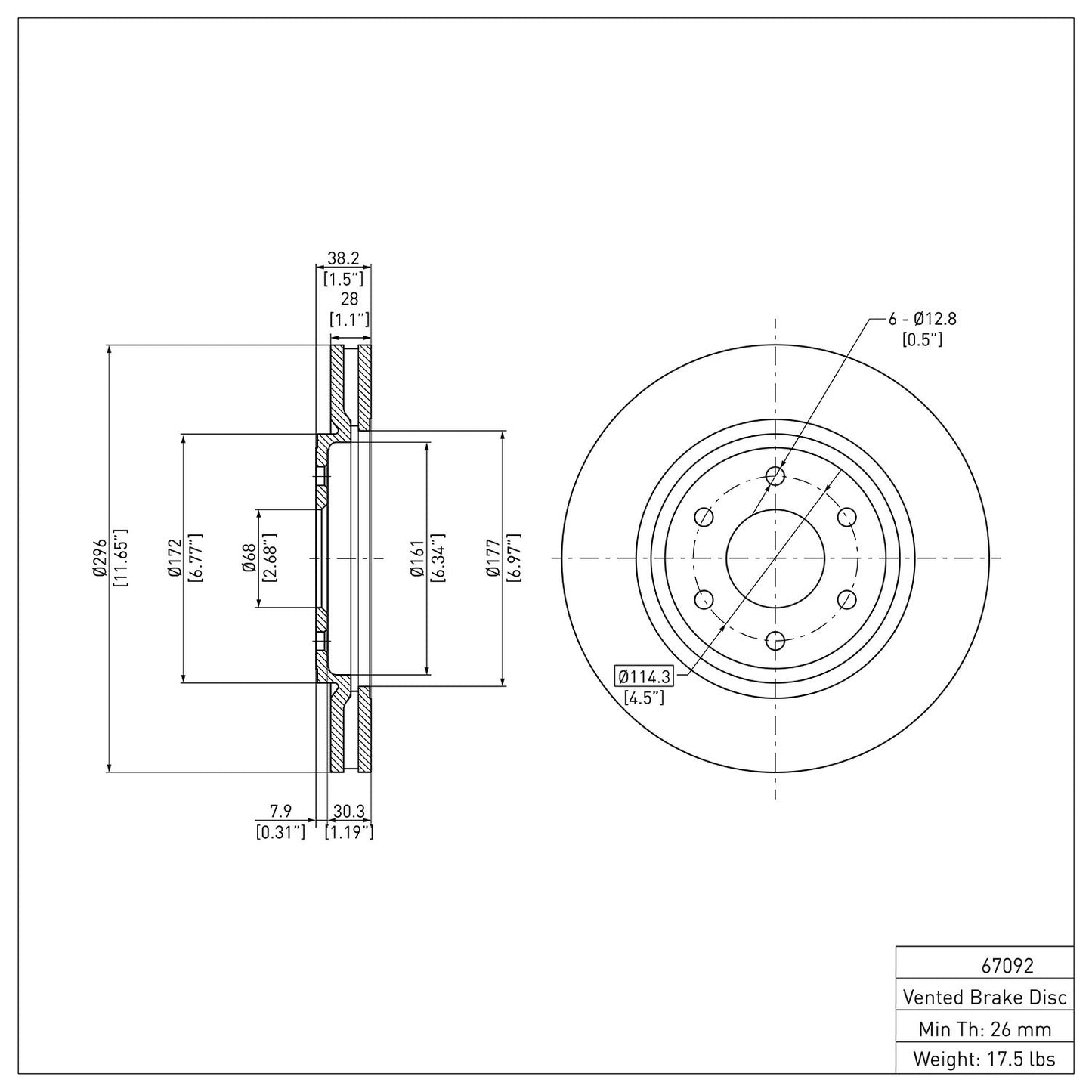 Dynamic Friction Company Disc Brake Rotor 600-67092