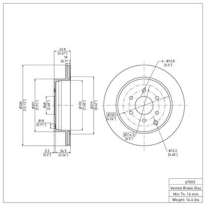 Dynamic Friction Company Disc Brake Rotor 600-67093