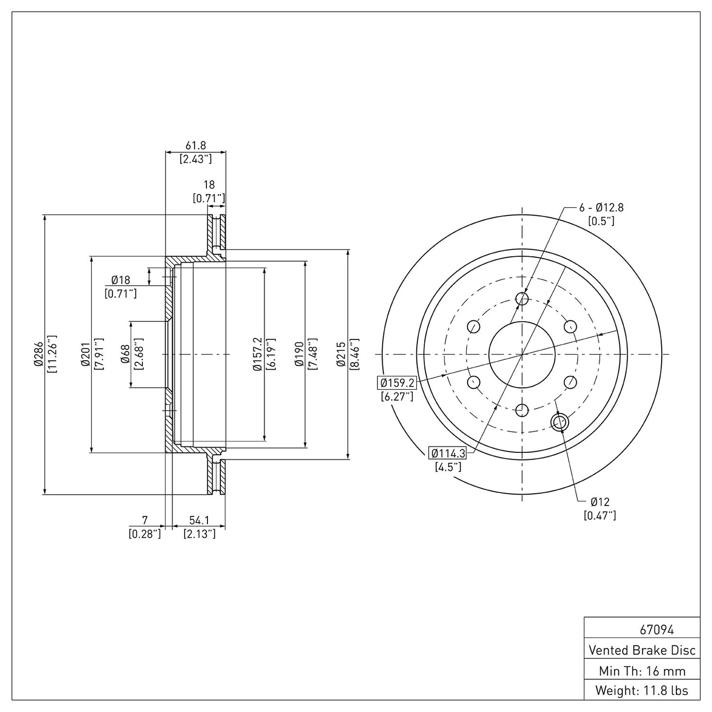 Dynamic Friction Company Disc Brake Rotor 600-67094