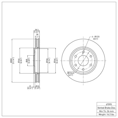 Dynamic Friction Company Disc Brake Rotor 600-67095