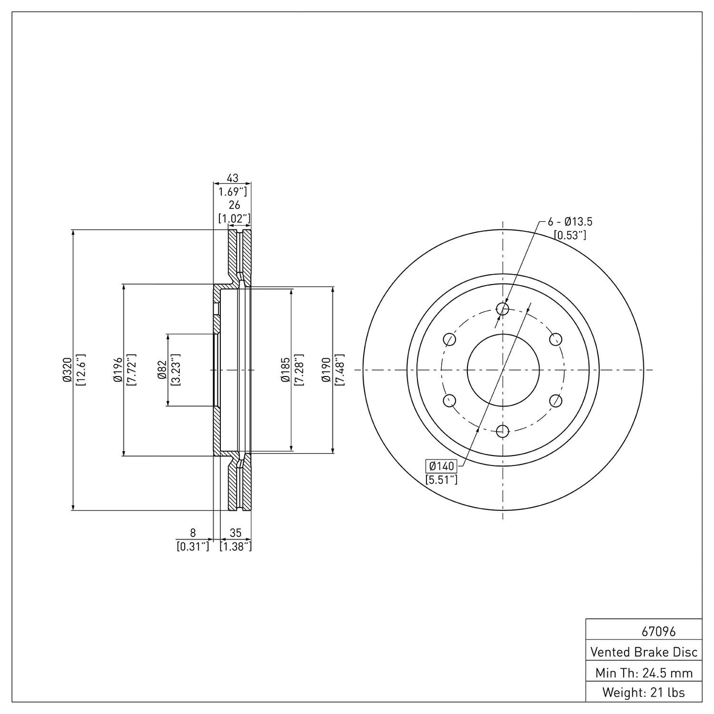 Dynamic Friction Company Disc Brake Rotor 600-67096