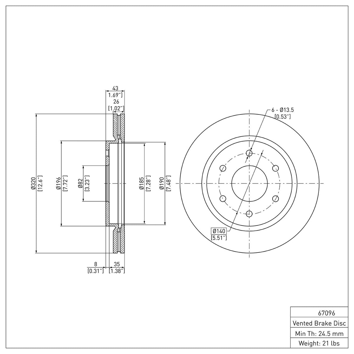 Dynamic Friction Company Disc Brake Rotor 600-67096