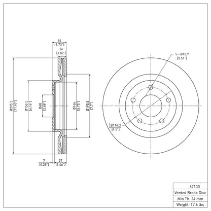 Dynamic Friction Company Disc Brake Rotor 600-67100