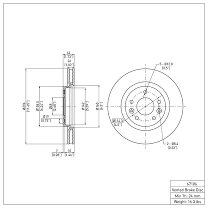 Dynamic Friction Company Disc Brake Rotor 600-67106