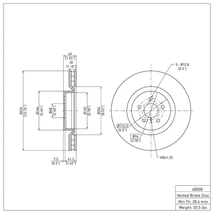 Dynamic Friction Company Disc Brake Rotor 600-68008