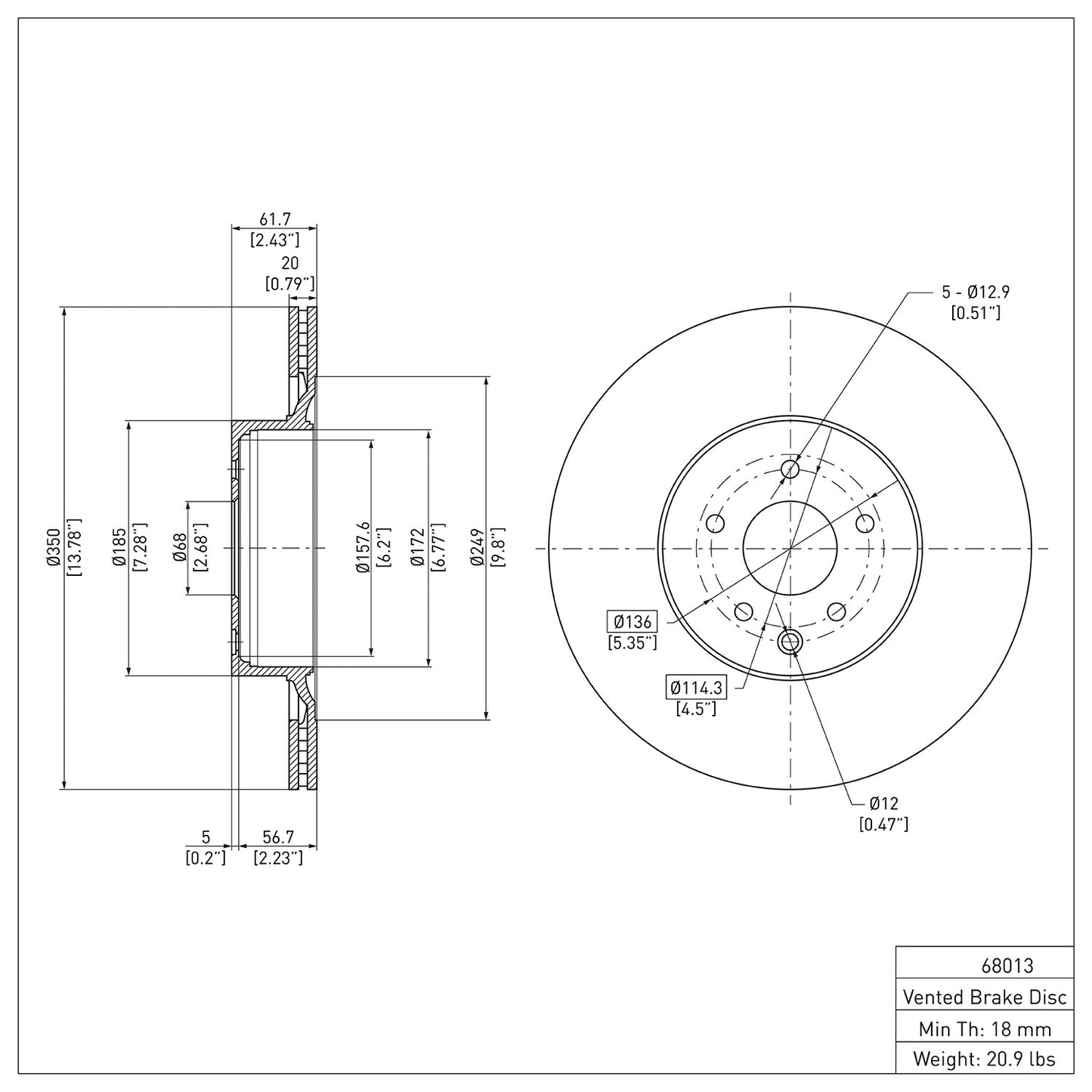 Dynamic Friction Company Disc Brake Rotor 600-68013