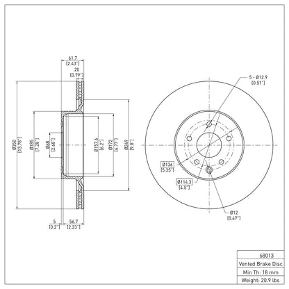 Dynamic Friction Company Disc Brake Rotor 600-68013