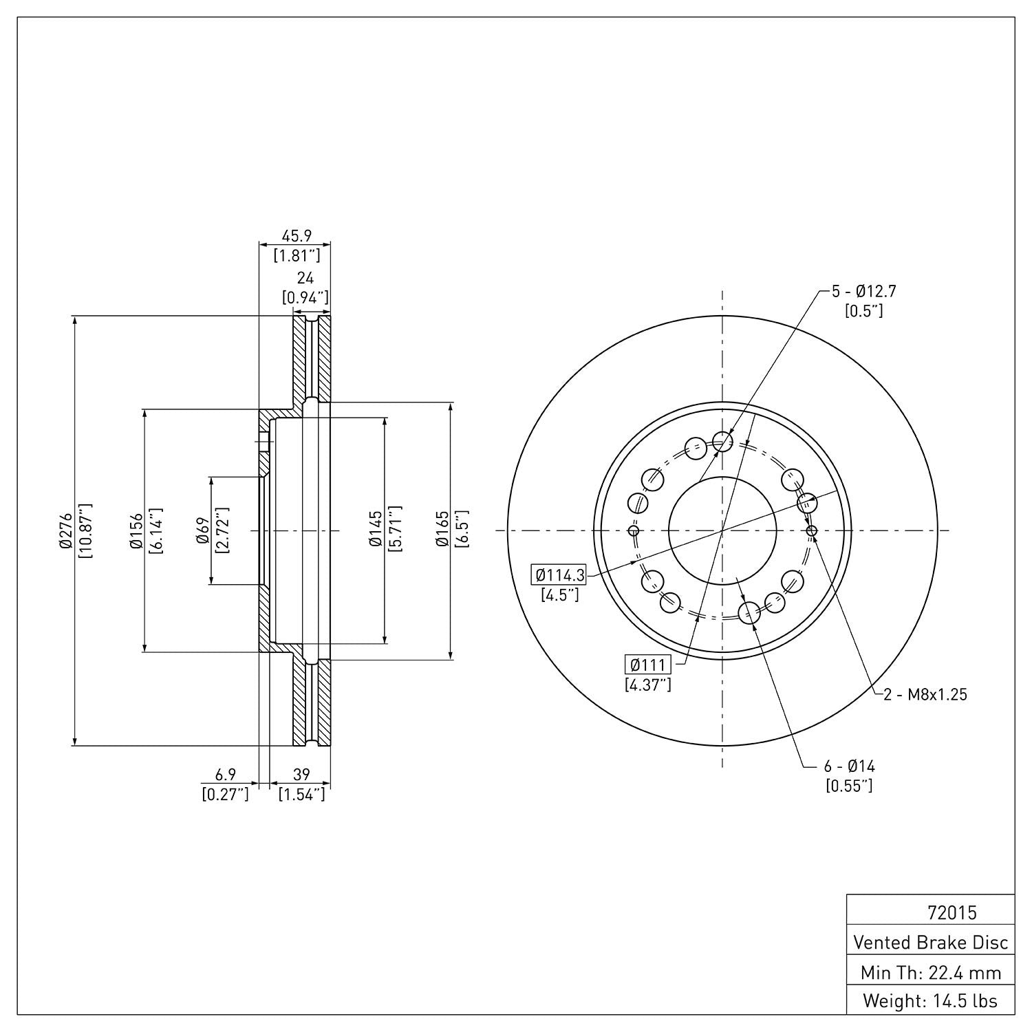 Dynamic Friction Company Disc Brake Rotor 600-72015