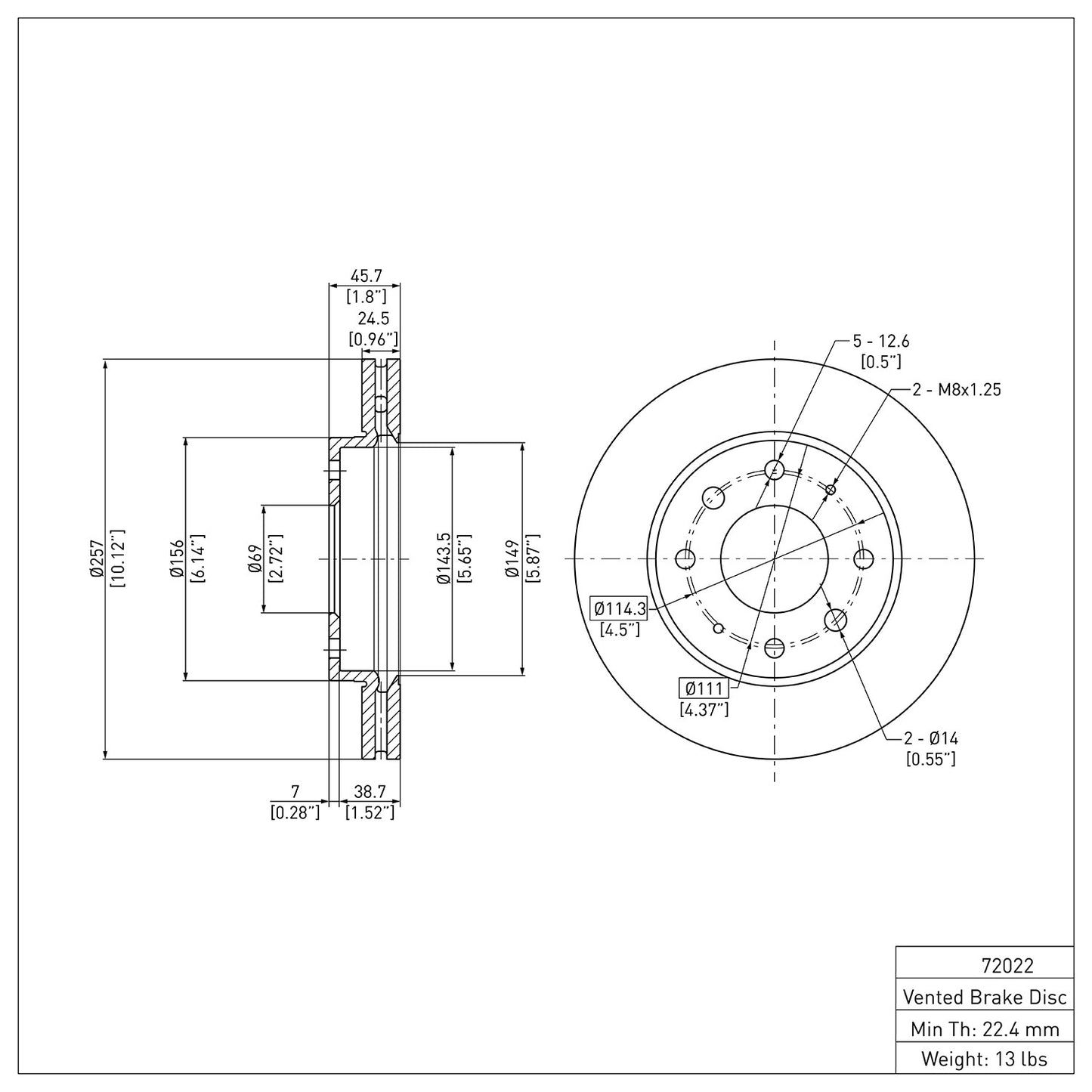 Dynamic Friction Company Disc Brake Rotor 600-72022